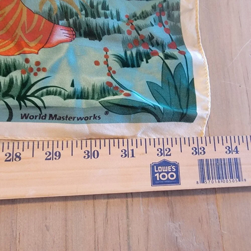 Vintage World Masterworks Scarf Silk‎ Feel Asian Inspired Colorful Pheasant Tree